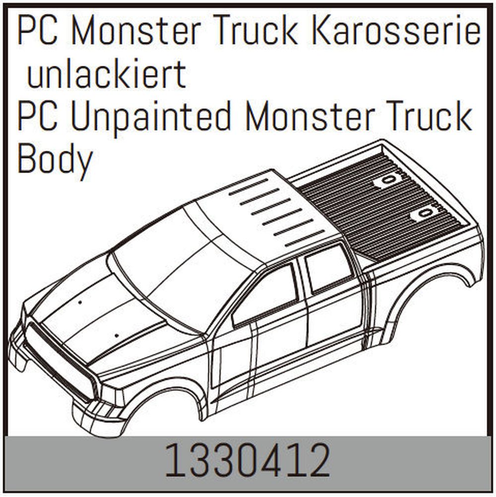 Absima 1330412 PC Monster Truck Karosserie unlackiert Absima 1330412