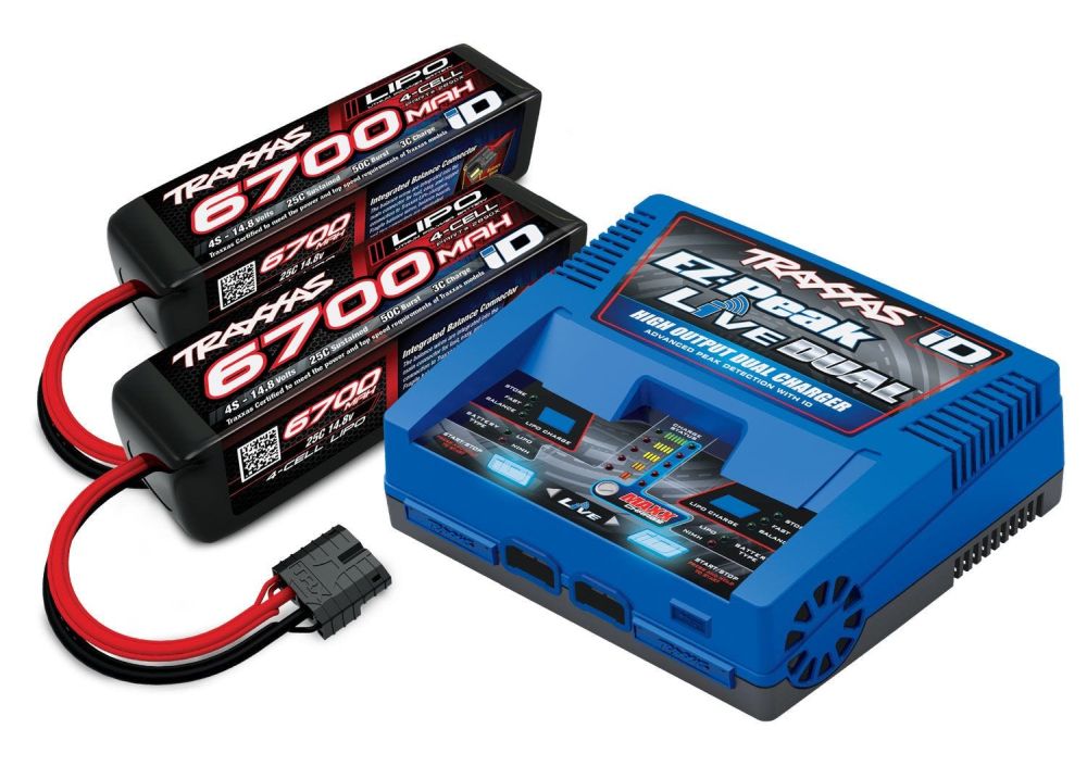 Traxxas 2997G LIVE EZ-Dual Plus-Lader + 2x 4S Lipo 6700mAh Traxxas 2997G