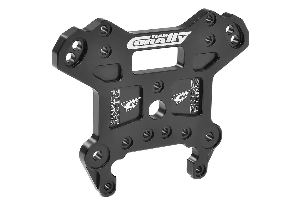 Corally C-00180-1212 Dämpferbrücke Kagama Vorne Swiss Made 7075 T6 6mm Hart eloxiert Schwarz Made In Italy Corally C-00180-1212