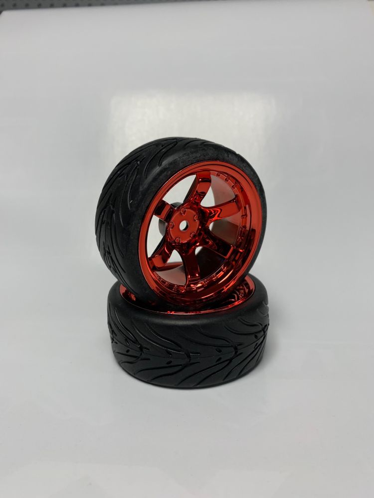 Eigenmarke RCD-Radial11 1:10 TW-Profilräder 6-Speichen rot 9mm Offset (4) Eigenmarke RCD-Radial11