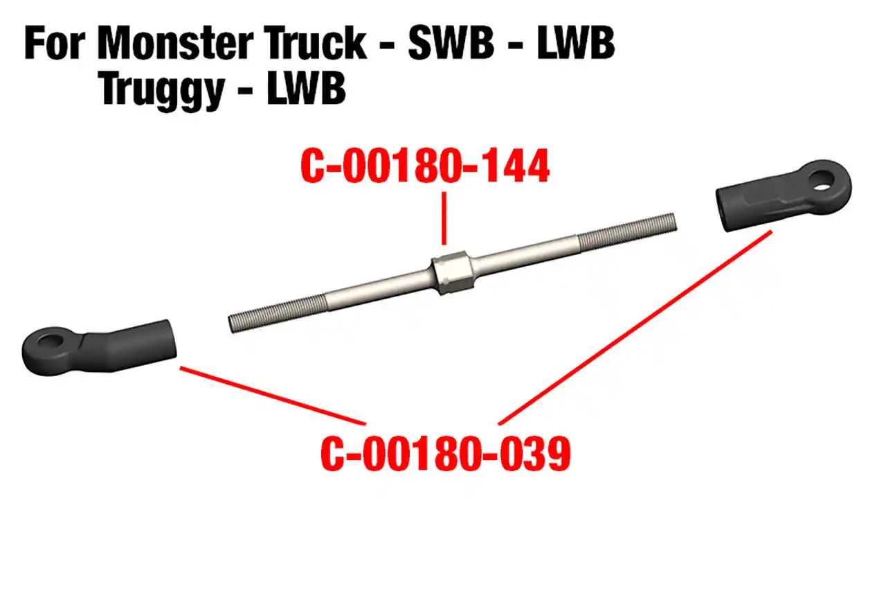 Corally C-00180-144 Spurstange M4 92mm Stahl (2) Detail 2 Corally C-00180-144 Detail 2