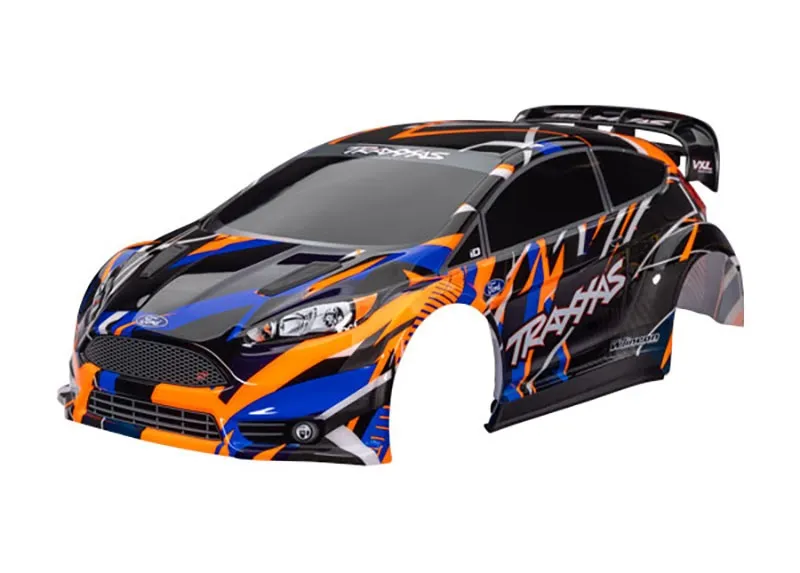 Traxxas 7427-ORNG Karosserie, Ford Fiesta® ST Rally VXL, orange (lackiert, Decals aufgebracht) (montiert mit Heckflügel, Karosseriestütze & Karosserie-Verschlusshaken für clipslose Montage) Traxxas 7427-ORNG