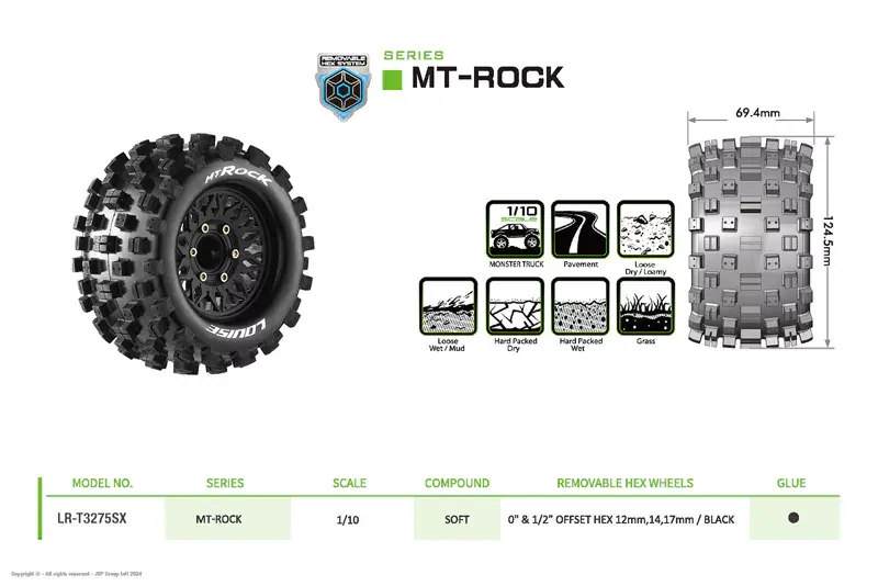 Louise RC LOUT3275SX MT-ROCK 1:10 soft 2.8 Felge schwarz (2) Detail 1 Louise RC LOUT3275SX Detail 1