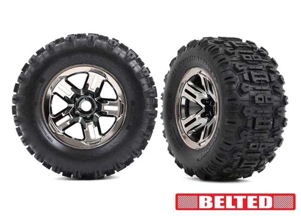 Traxxas 9573A Slegdehammer Belted Reifen auf Felge schwarz-chrom 17mm (2) Traxxas 9573A