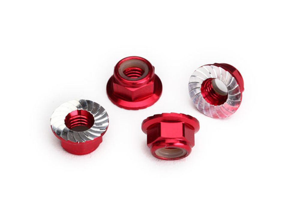 Traxxas 8447R 5mm Stop-Mutter Alu rot mit Flansch (8) Traxxas 8447R