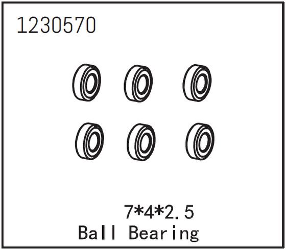 Absima 1230570 Kugellager 7*4*2.5 (6 St.) Absima 1230570
