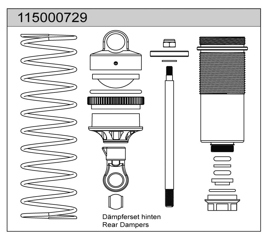 Ansmann Racing 115000729 Dämpferset hinten (2) X8 - T08630 Ansmann Racing 115000729