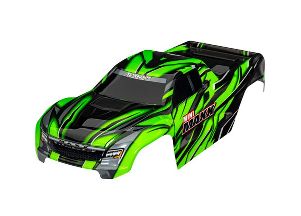 Traxxas 10711-GRN Mini-Maxx Karosserie grün mit Aufkleber & Clipless Traxxas 10711-GRN