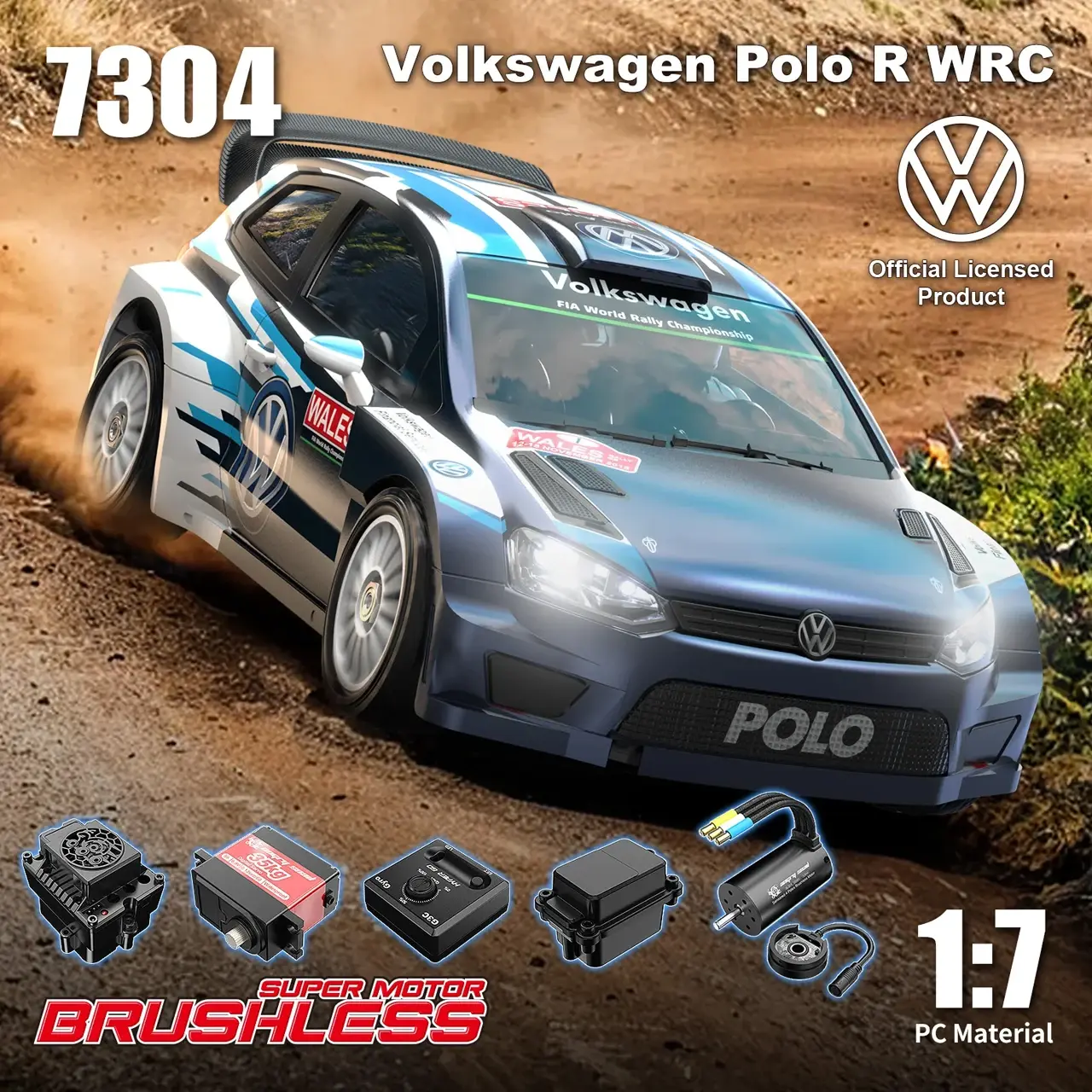 MJX MX-7304 MJX Hyper GO 7304 Volkswagen Polo R WRC 1:7 Rally RC-Car Detail 1 MJX MX-7304 Detail 1
