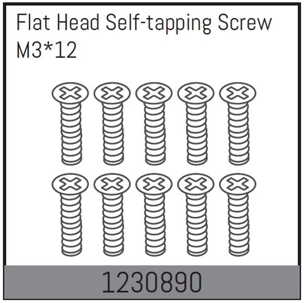 Absima 1230890 M3x12 Senkkopf-Schrauben selbstschneidend (10) Absima 1230890