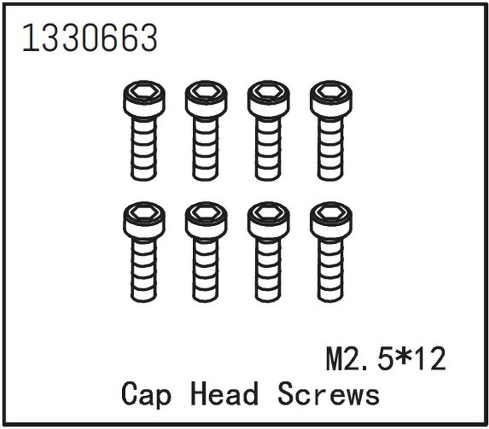 Absima 1330663 Zylinderkopfschrauben M2.5x12 (8) Absima 1330663