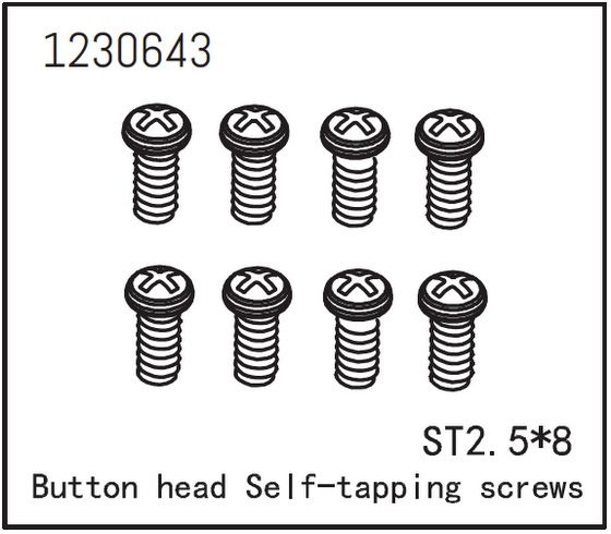 Absima 1230643 Kopfschraube selbstsichernd M2.5x8 (8) Absima 1230643