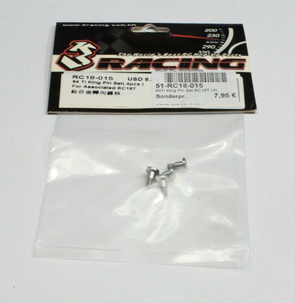 3 Racing RC18-015 64Ti King Pin Set RC18T (4) 3 Racing RC18-015