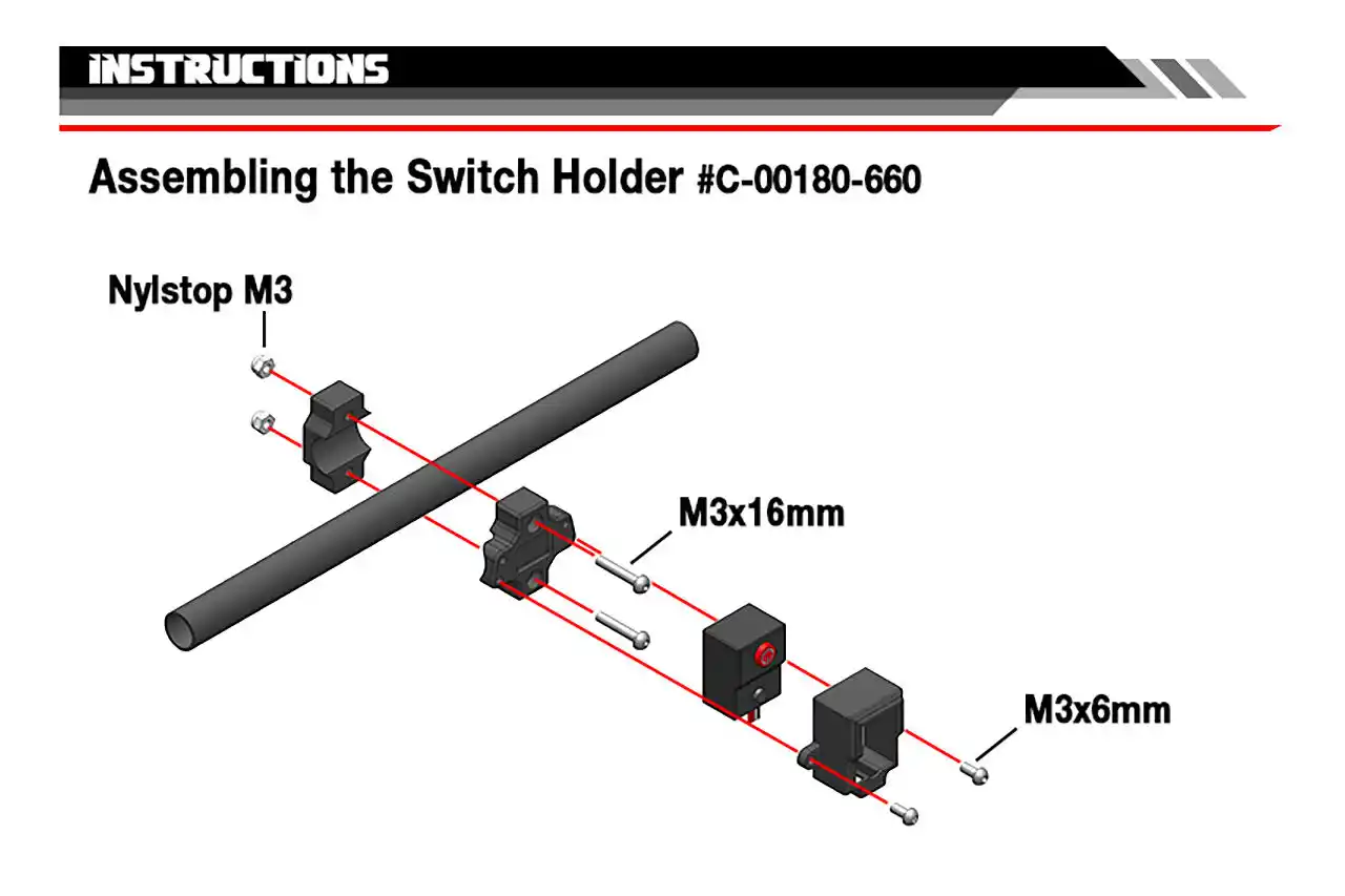 Corally C-00180-660 Schalter Halterung Torox 135 180 Switch Tube 12mm 1 Set Detail 2 Corally C-00180-660 Detail 2