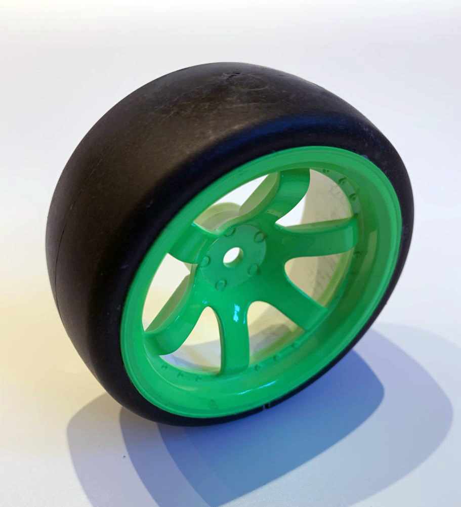 Eigenmarke RCD-Radial7 1:10 Drift Räder 6-Speichen grün 6mm Offset (4) Eigenmarke RCD-Radial7