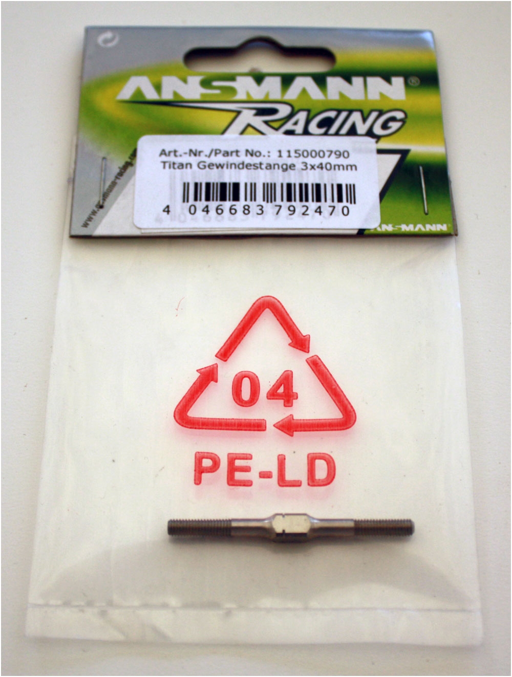 Ansmann Racing 115000790 Titan Gewindestange 3x40mm (1) - TU0844 Ansmann Racing 115000790