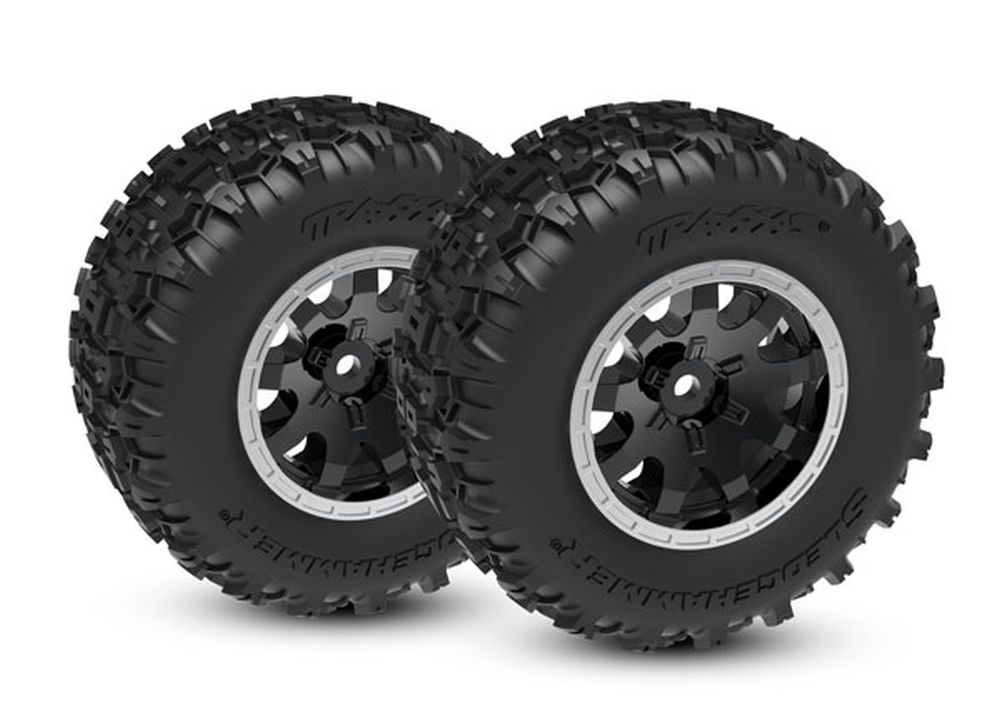 Traxxas 10770-STBLK Mini-Maxx Reifen auf Felgen schwarz Sledgehammer hinten (2) Traxxas 10770-STBLK