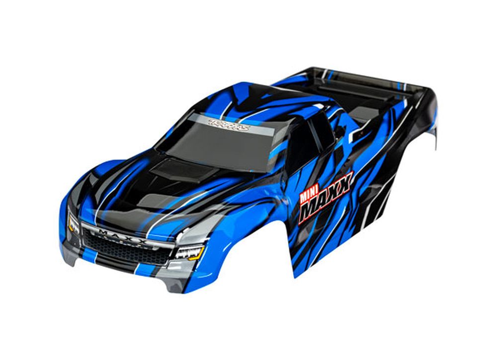 Traxxas 10711-BLUE Mini-Maxx Karosserie blau mit Aufkleber & Clipless Traxxas 10711-BLUE