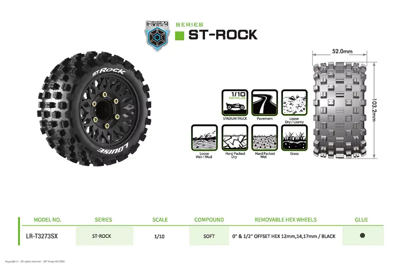 Louise RC LOUT3273SX ST-ROCK 1:10 soft 2.8 Felge schwarz (2) Detail 1 Louise RC LOUT3273SX Detail 1