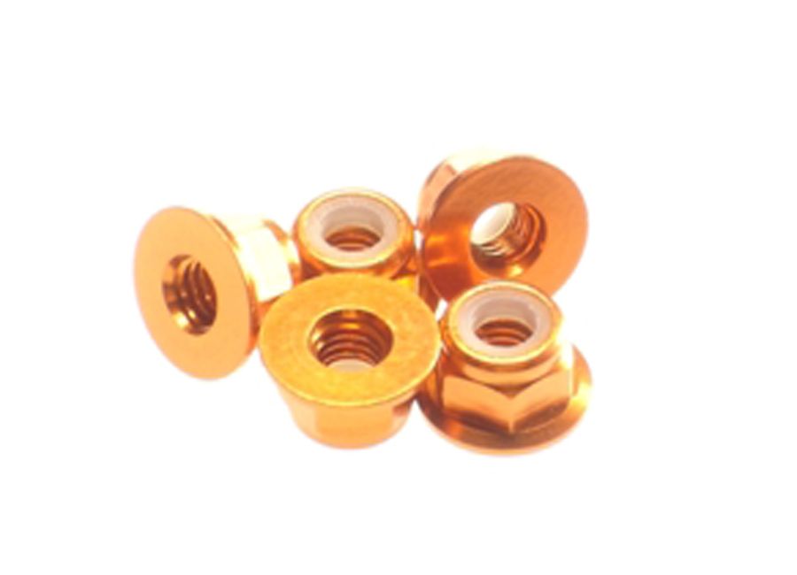 Hiro Seiko 69561 4mm Alu Sicherungsmutter Flansch Orange (5) Hiro Seiko 69561