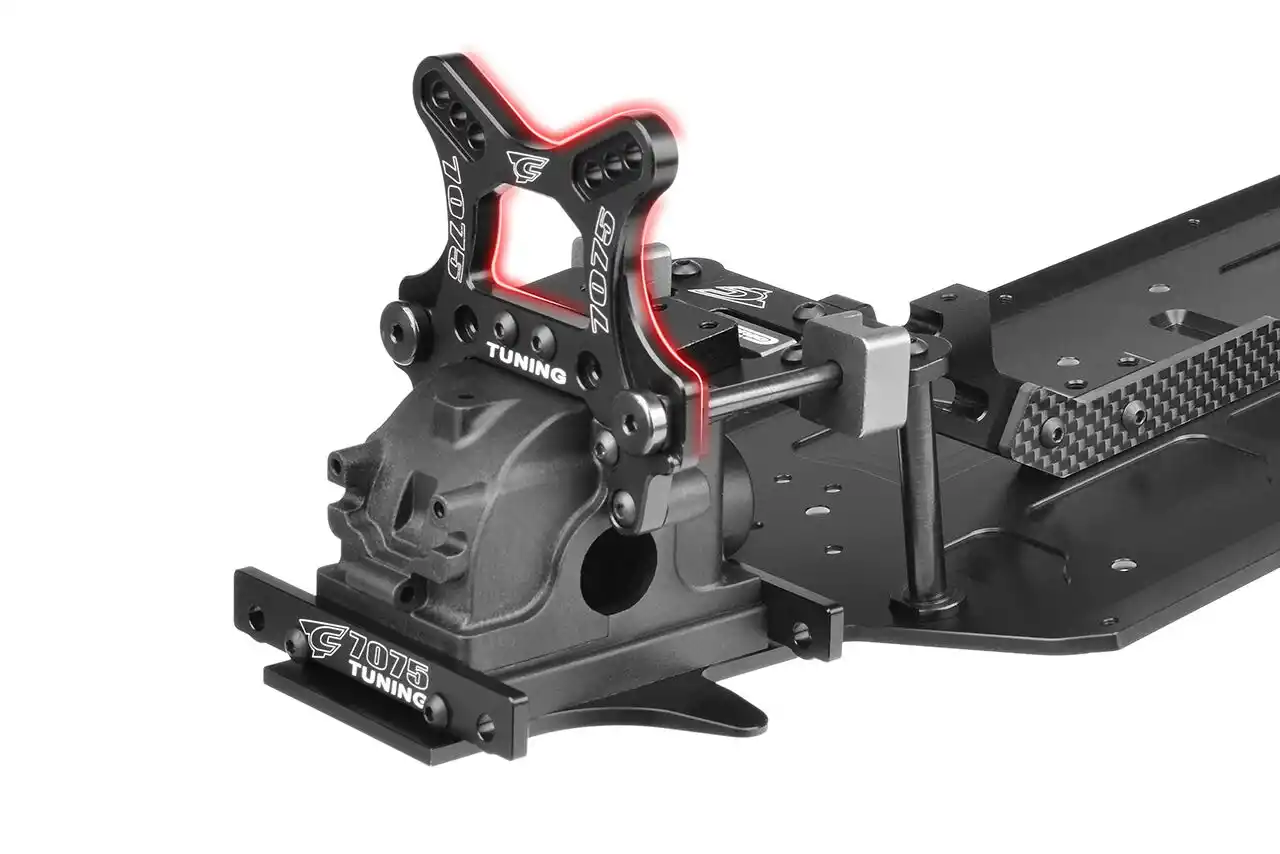 Corally C-00180-424 Dämpferbrücke vorne Alu T6 5mm hart schwarz Detail 2 Corally C-00180-424 Detail 2