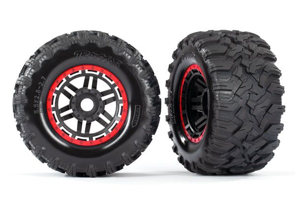 Traxxas 8972R Maxx Komplettrad All-Terrain schwarz/rot Felge (2) Traxxas 8972R