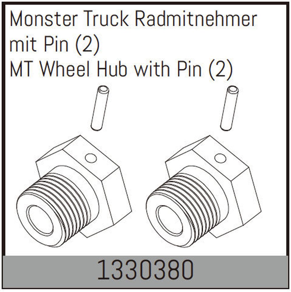 Absima 1330380 Monster Truck Radmitnehmer mit Pin (2 St.) Absima 1330380